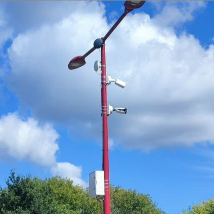 Equipement de vidéoprotection installé sur le parking du Rotz à Val d'Anast, Maure-de-Bretagne.